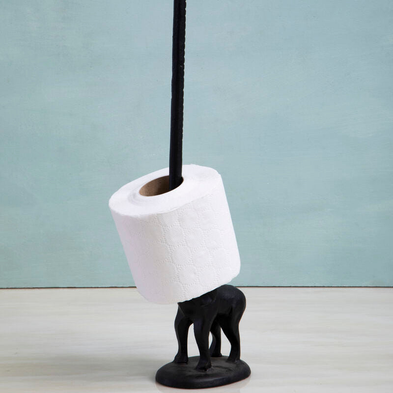 Orsina Fauna Elephant Toilet Roll Holder – Black Finish Bathroom Decor
