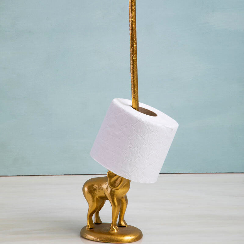 Orsina Gold Elephant Toilet Roll Holder – Freestanding Bathroom Decor