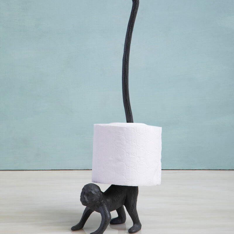 Orsina Fauna Monkey Toilet Roll Holder – Grey Freestanding Bathroom Decor