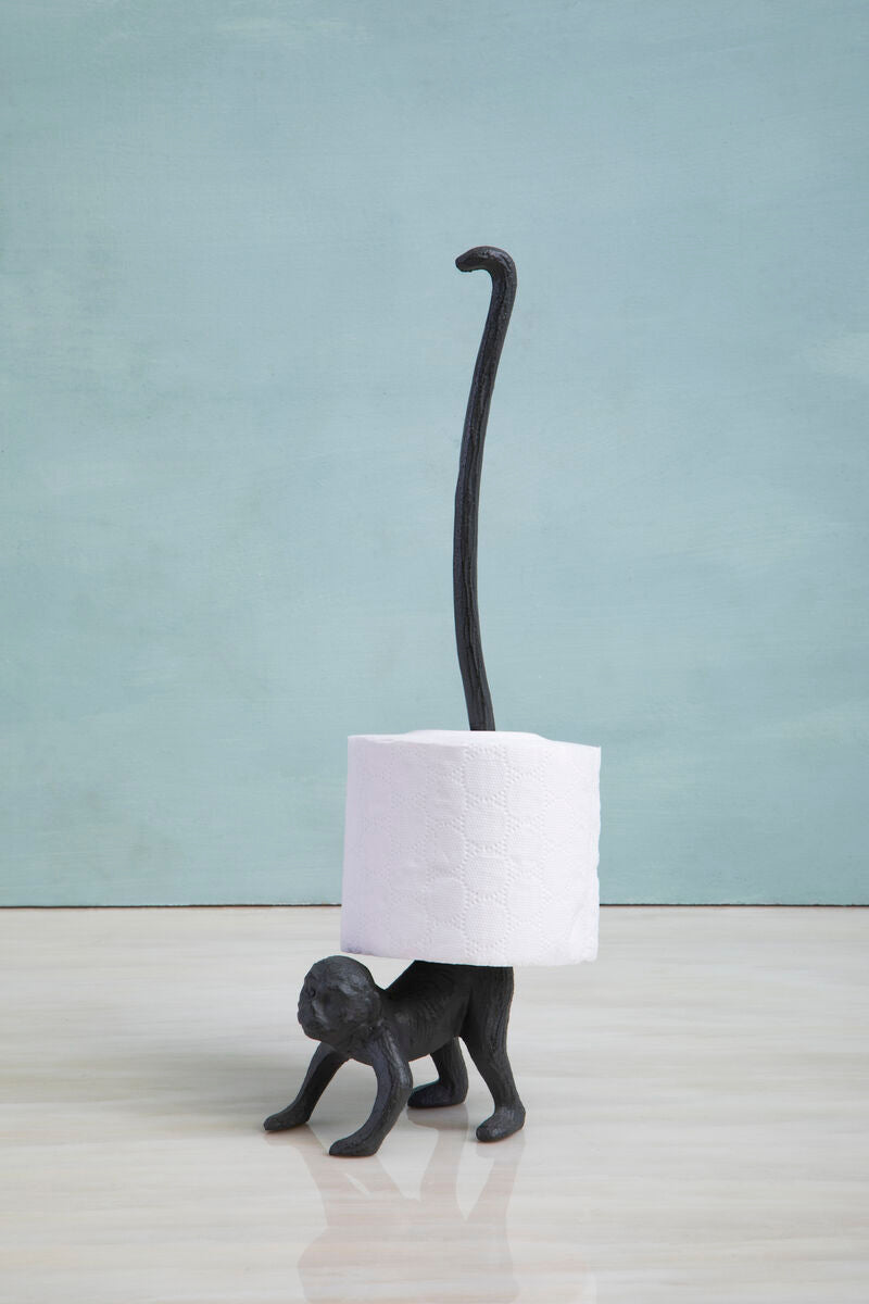 Orsina Fauna Monkey Toilet Roll Holder – Grey Freestanding Bathroom Decor