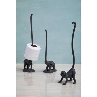 Orsina Fauna Monkey Toilet Roll Holder – Grey Freestanding Bathroom Decor