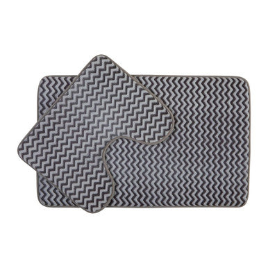 Orsina Soak Chevron Bath and Pedestal Mat Set – Modern Bathroom Decor