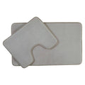 Orsina Light Grey Bath and Pedestal Mat Set | Non-Slip Cushioned Rugs
