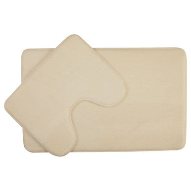 Orsina Soak Cream Finish Bath Mat Set | Luxury Plush Bathroom Mats