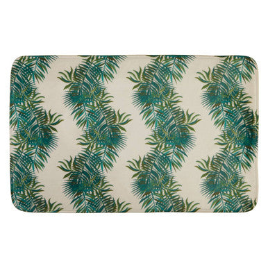 Orsina Winter Palm Leaf Bath Mat – Modern Tropical Printed Bathroom Rug