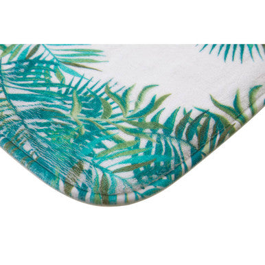 Orsina Winter Palm Leaf Bath Mat – Modern Tropical Printed Bathroom Rug
