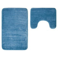Orsina Denim Blue Bath and Pedestal Mat Set | Soft Absorbent Fabric