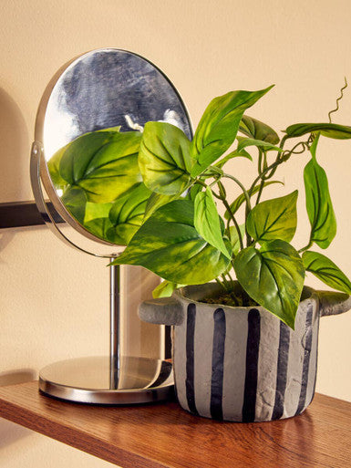 Orsina Marisha Silver Metal Swivel Table Mirror | Modern Vanity Mirror