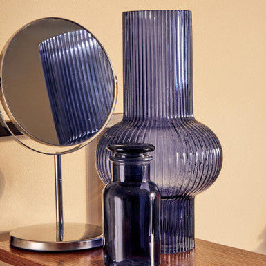 Orsina Marisha Silver Metal Swivel Table Mirror | Modern Vanity Mirror