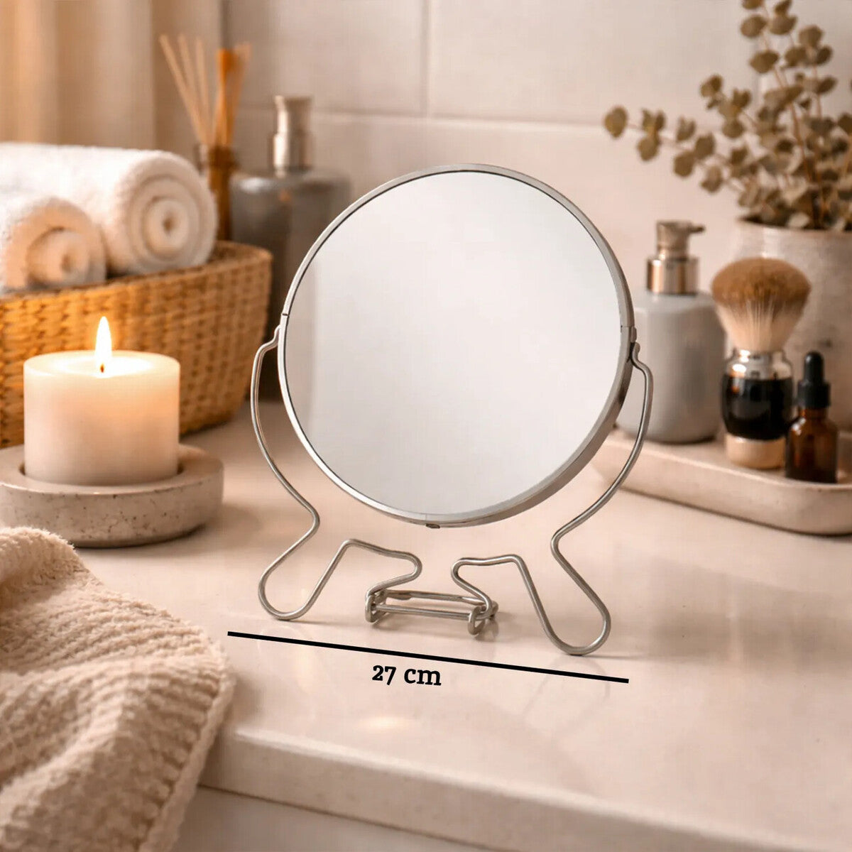 Orsina Mison Two Sided Shaving Mirror – Silver Effect Grooming Mirror