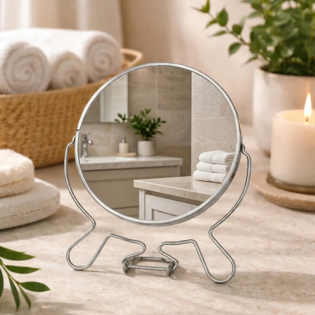 Orsina Mison Two Sided Shaving Mirror – Silver Effect Grooming Mirror