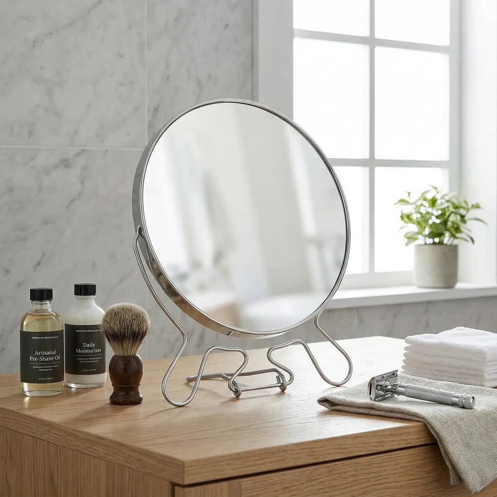 Orsina Mison Large 2-Sided Shaving Mirror – Silver Effect Grooming
