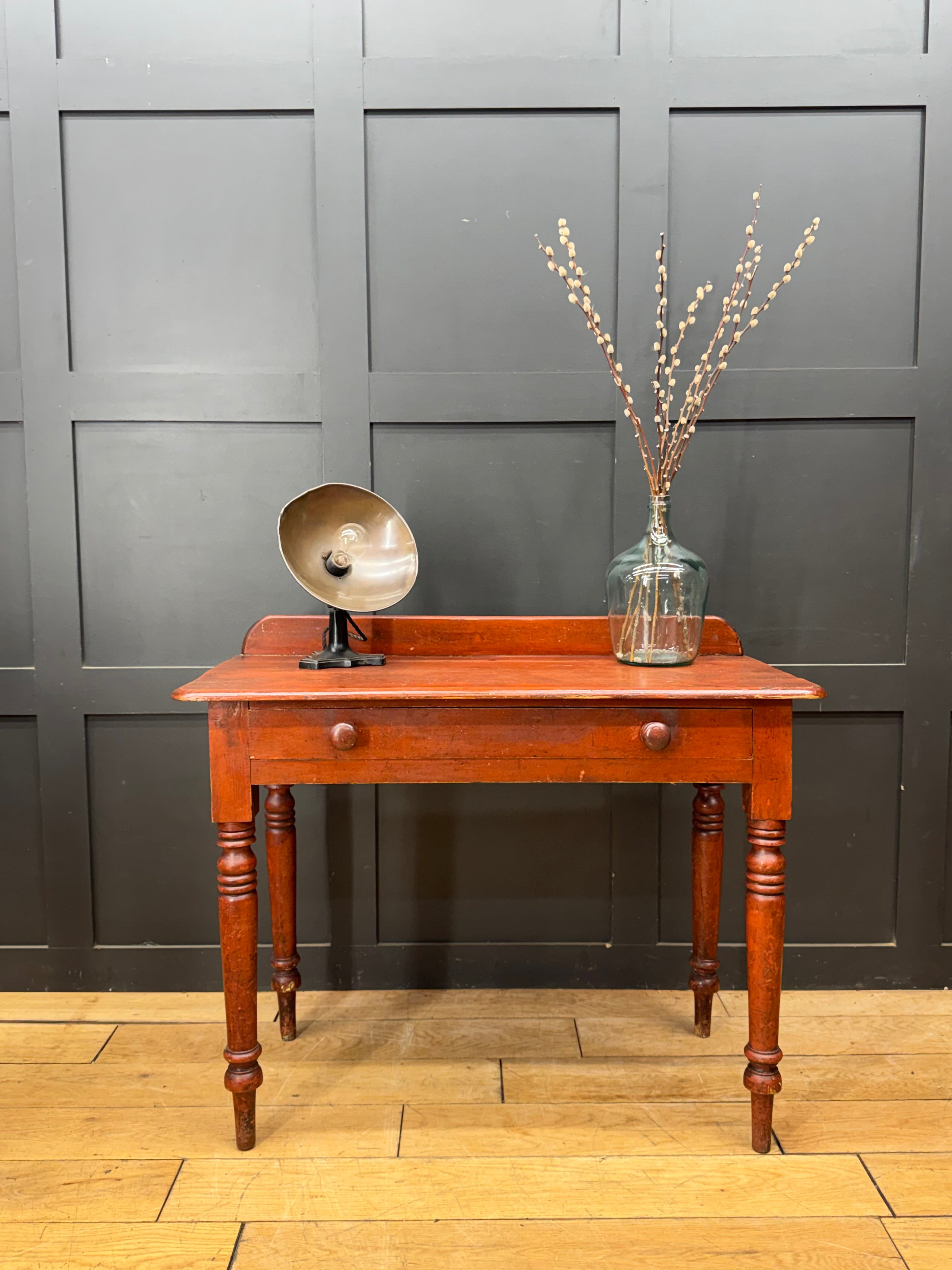 Antique Victorian Pine Writing Table Desk Console Side Table / Wash Stand
