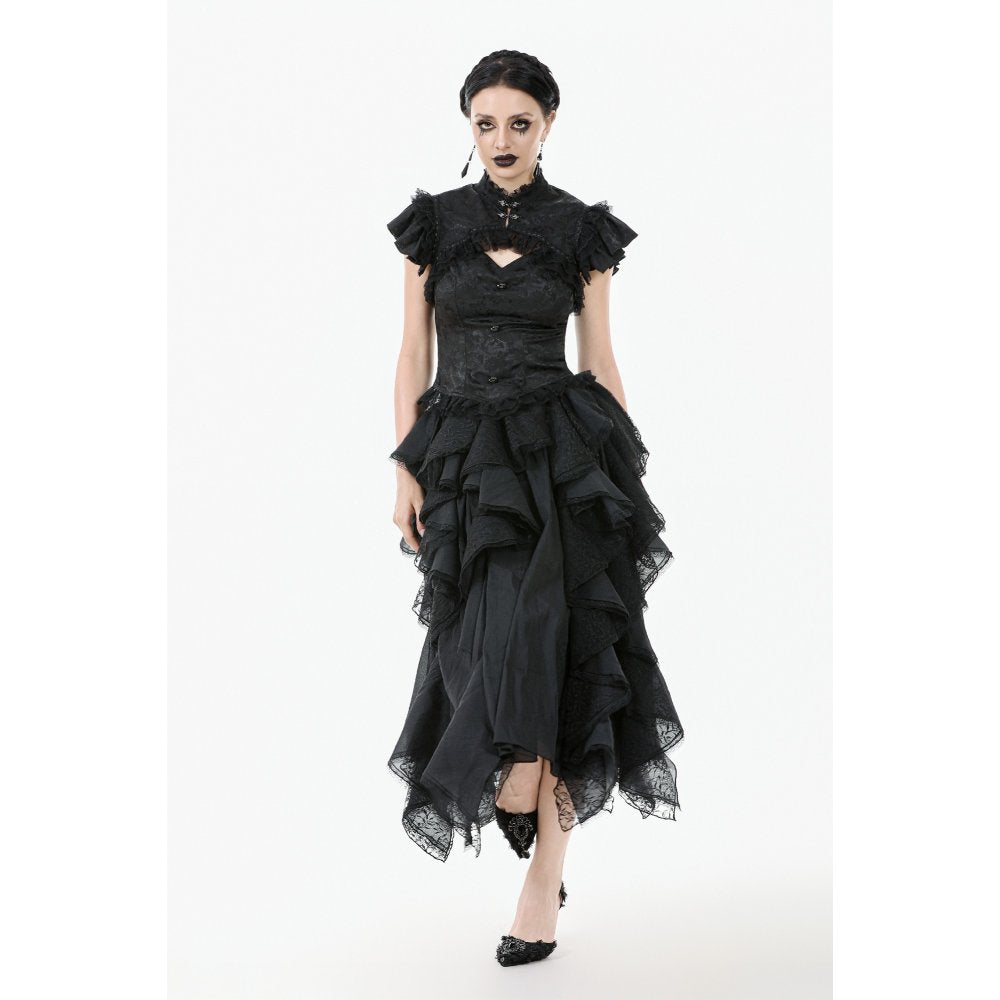 Dark in Love Seraphine Black Lace Shoulder Goth Top | Victorian Style