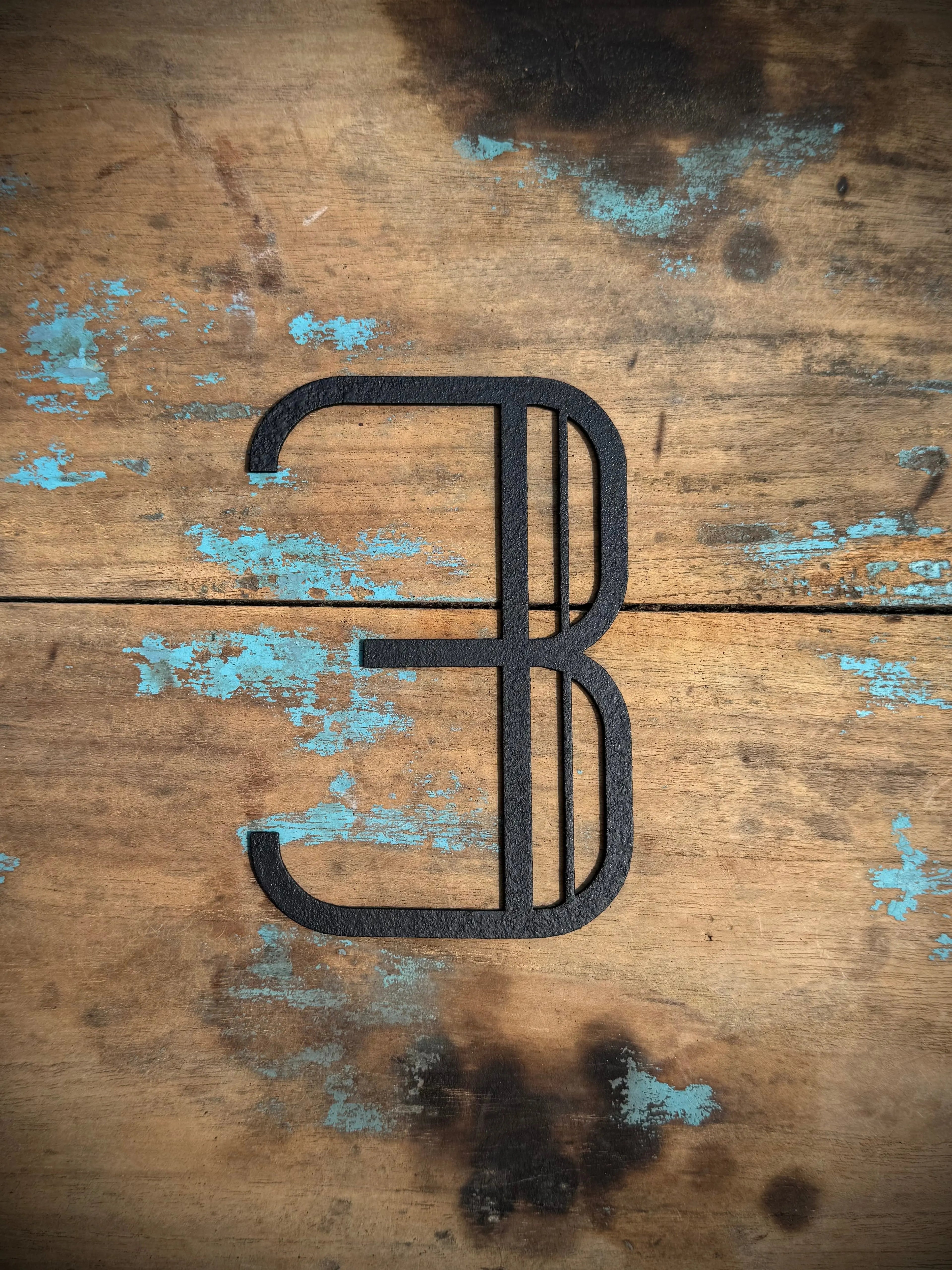 Art Deco Metal Letters & Numbers | Distressed Black Steel Wall Decor