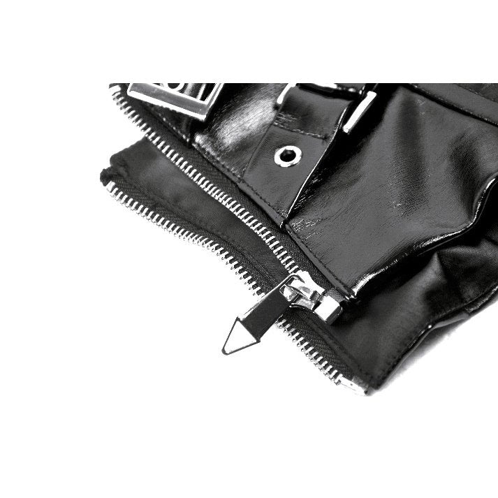 Dark in Lia Punk Love Black Patent Leather Waist Corset with Metal