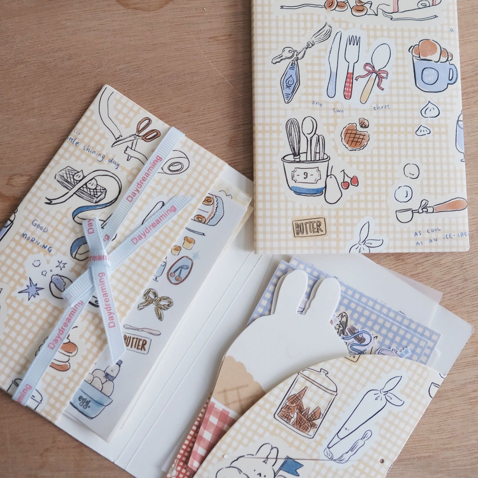 A Gator Life Cream Bunny Journaling Material Pack - 20pc Stationery Kit