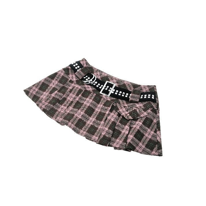 Dark in Love Rowan Pink Plaid Mini Skirt – Pleated Punk Grunge Style