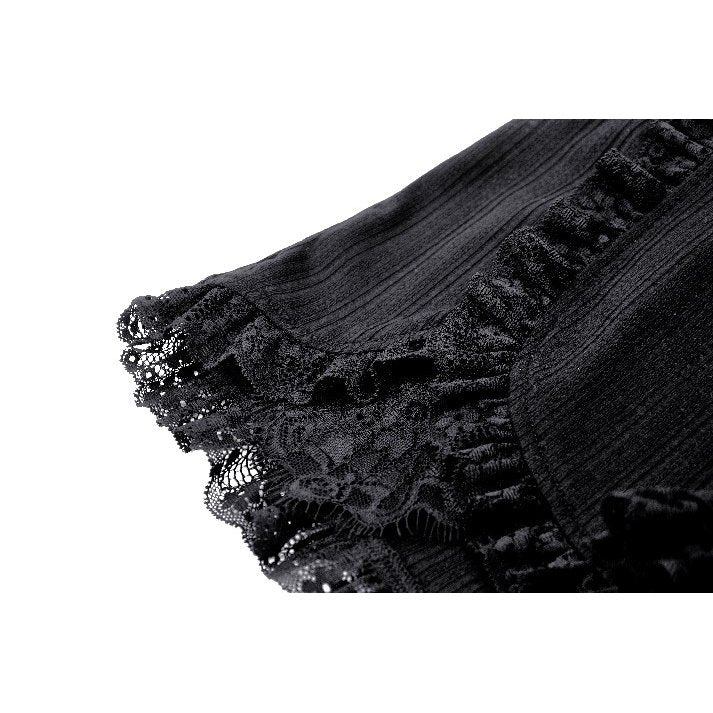 Dark in Love Tatum Black Gothic Pinstripe Shorts with Lace Trim