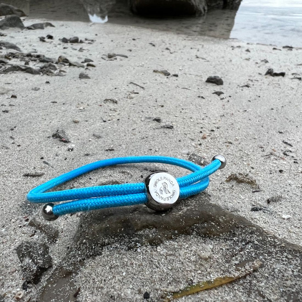 Swole Panda Sky Blue Recycled Rope Bracelet | Sustainable Unisex Jewelry