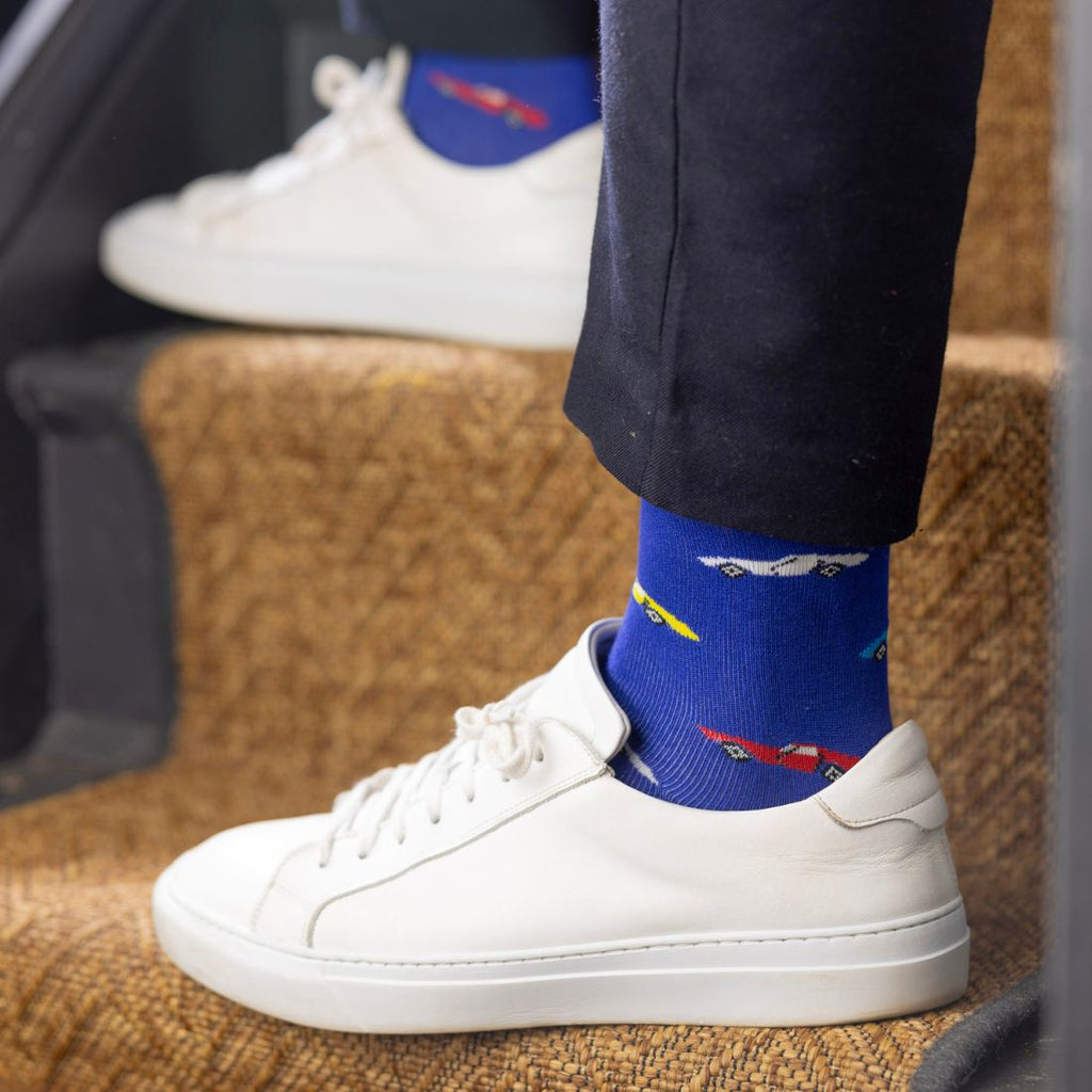 Swole Panda Blue Classic Car Bamboo Socks – Sustainable Novelty Socks