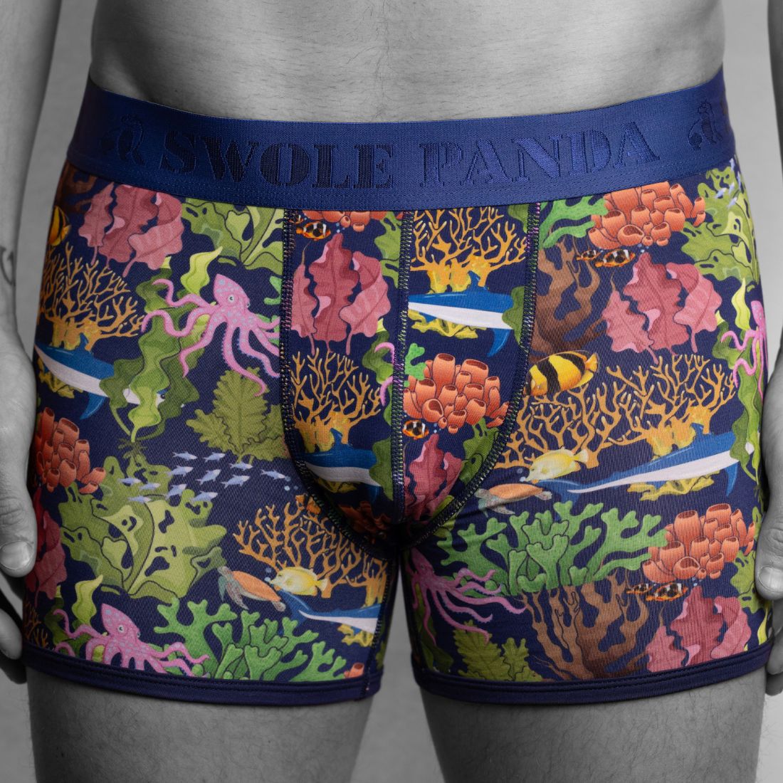 Swole Panda Bamboo Boxers – Breathable Marine Blue Men's Underwear