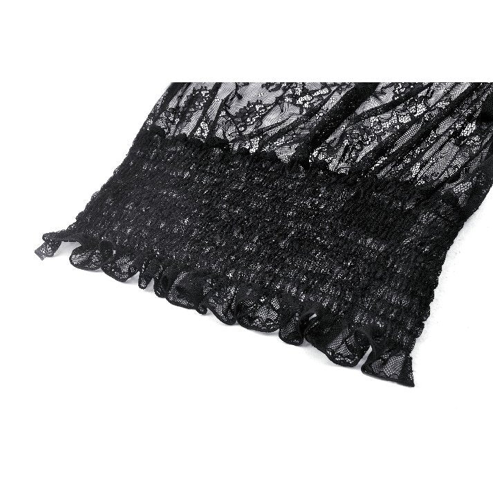 Dark in Love Aoife Black Victorian Lace Top – Gothic Pleated Waist Blouse
