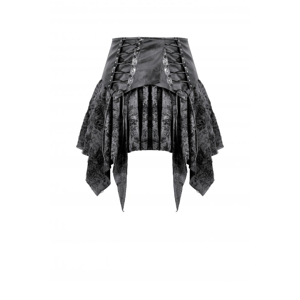 Dark in Love Elandra Goth Skirt – Layered Lace Handkerchief Hem