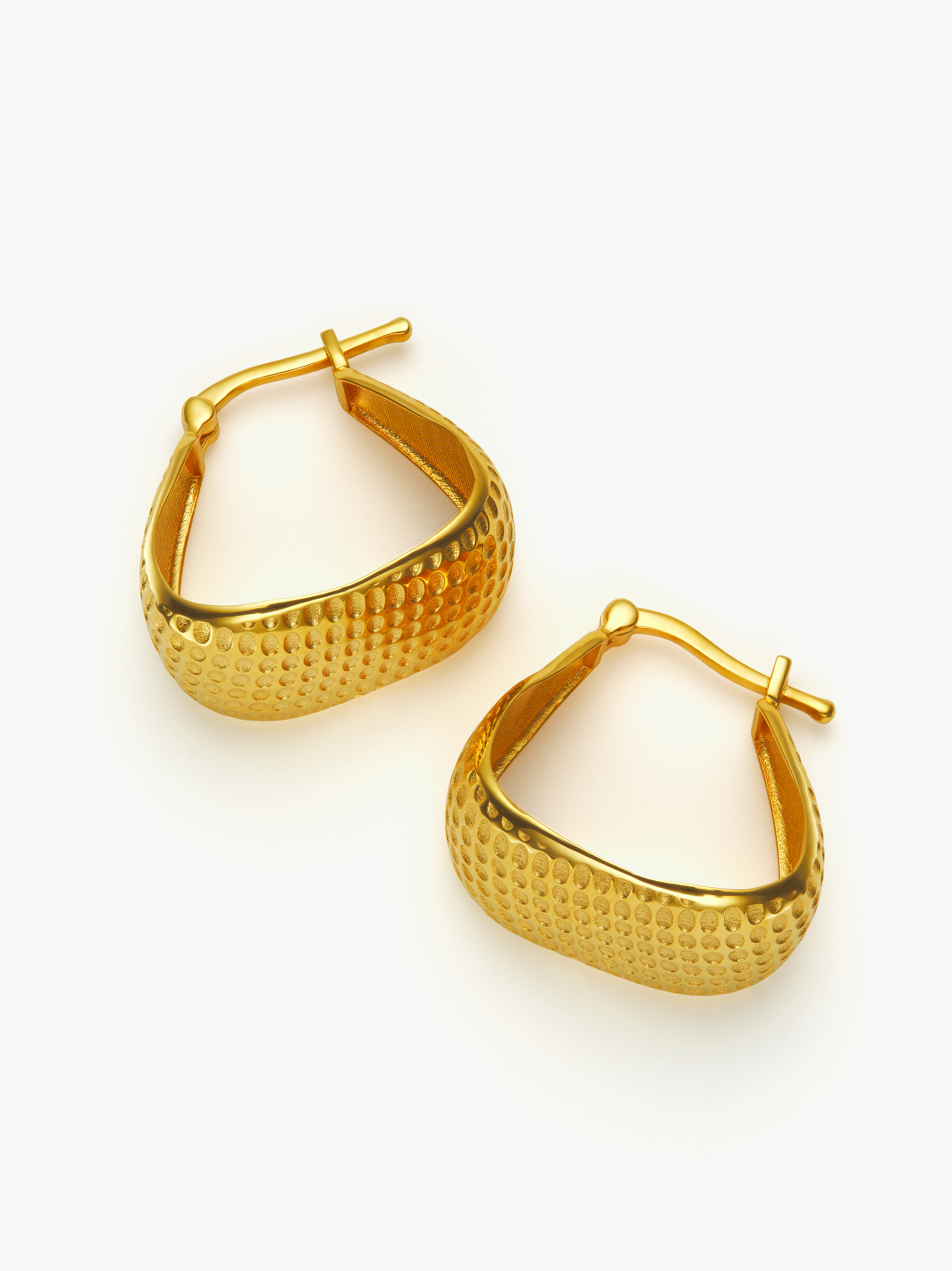 No More Nobody Angela Gold Vermeil Angular Hoop Earrings - Recycled Silver