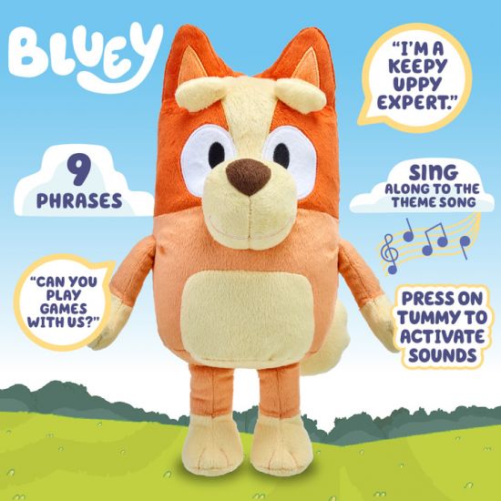 Bluey Talking Bingo 12" Plush – Interactive Sound Effects Toy by Snaps