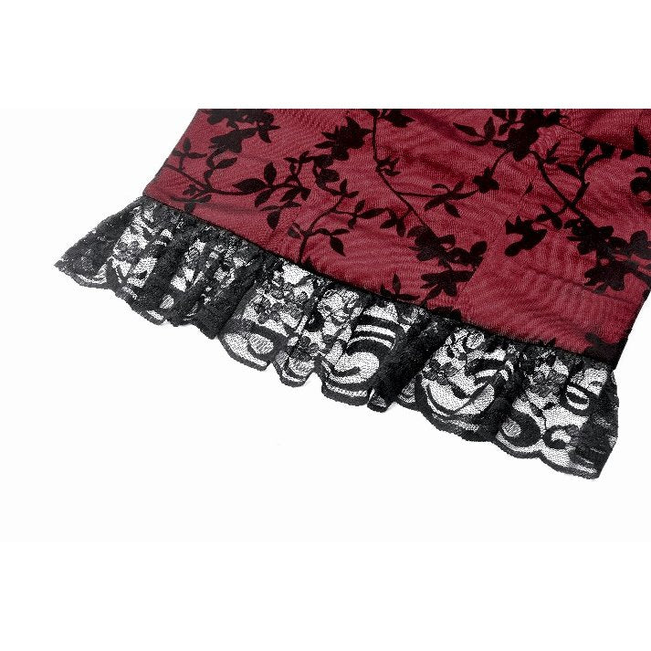 Dark in Love Althea Burgundy Velvet Goth Camisole with Lace Trim