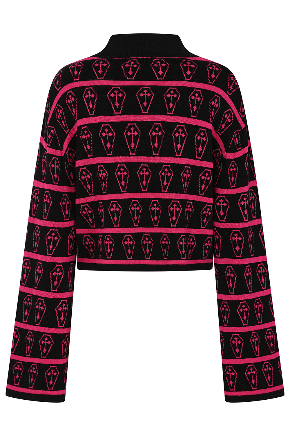 Banned Apparel Coffin Knit Jumper – Black & Pink Gothic Cropped Sweater