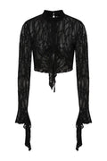 Banned Apparel Abyssia Black Lace Goth Top | Flared Sleeve Mesh Crop