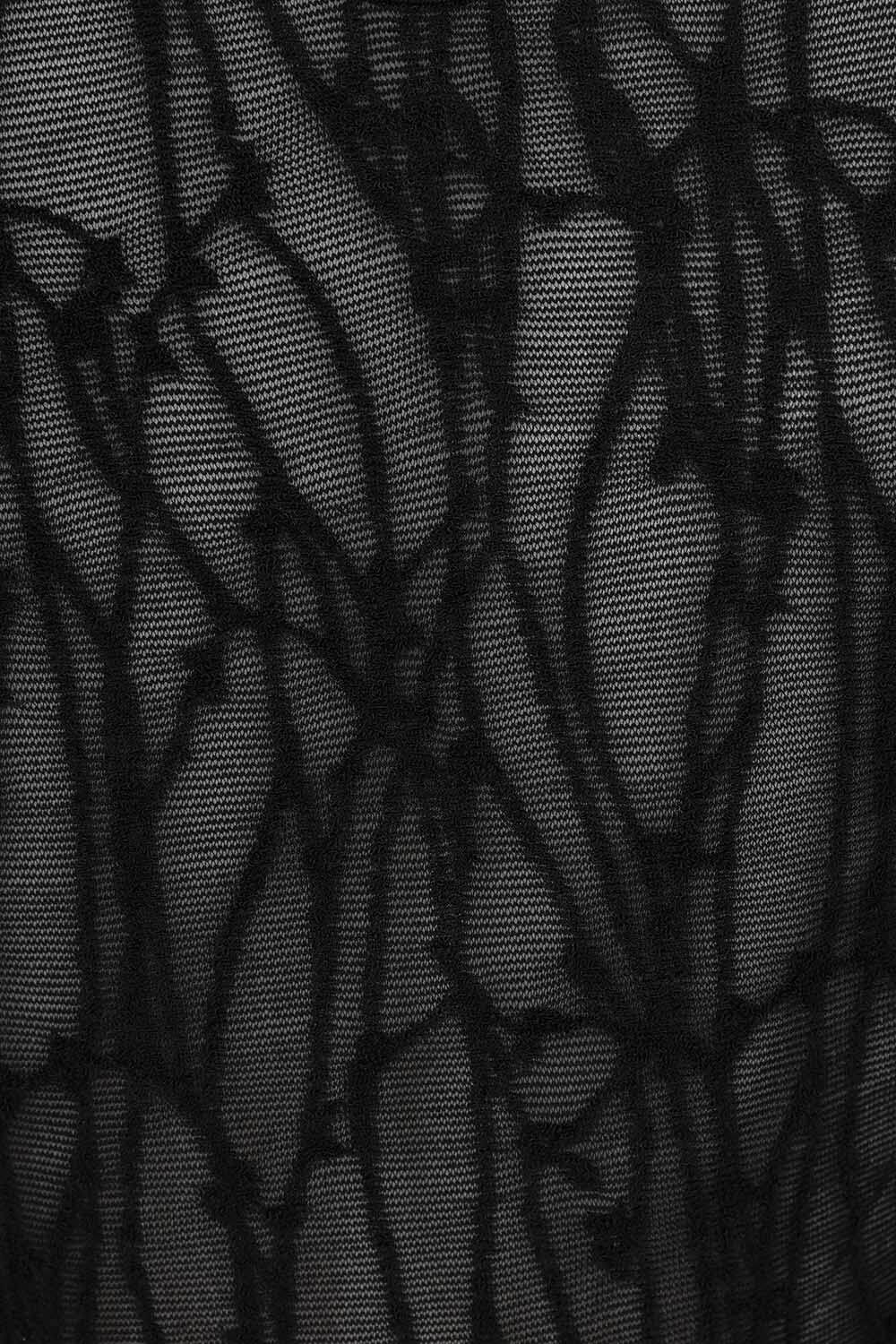 Banned Apparel Abyssia Black Lace Goth Top | Flared Sleeve Mesh Crop