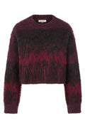 Banned Apparel Arwen Jumper – Burgundy & Black Cropped Fuzzy Knit