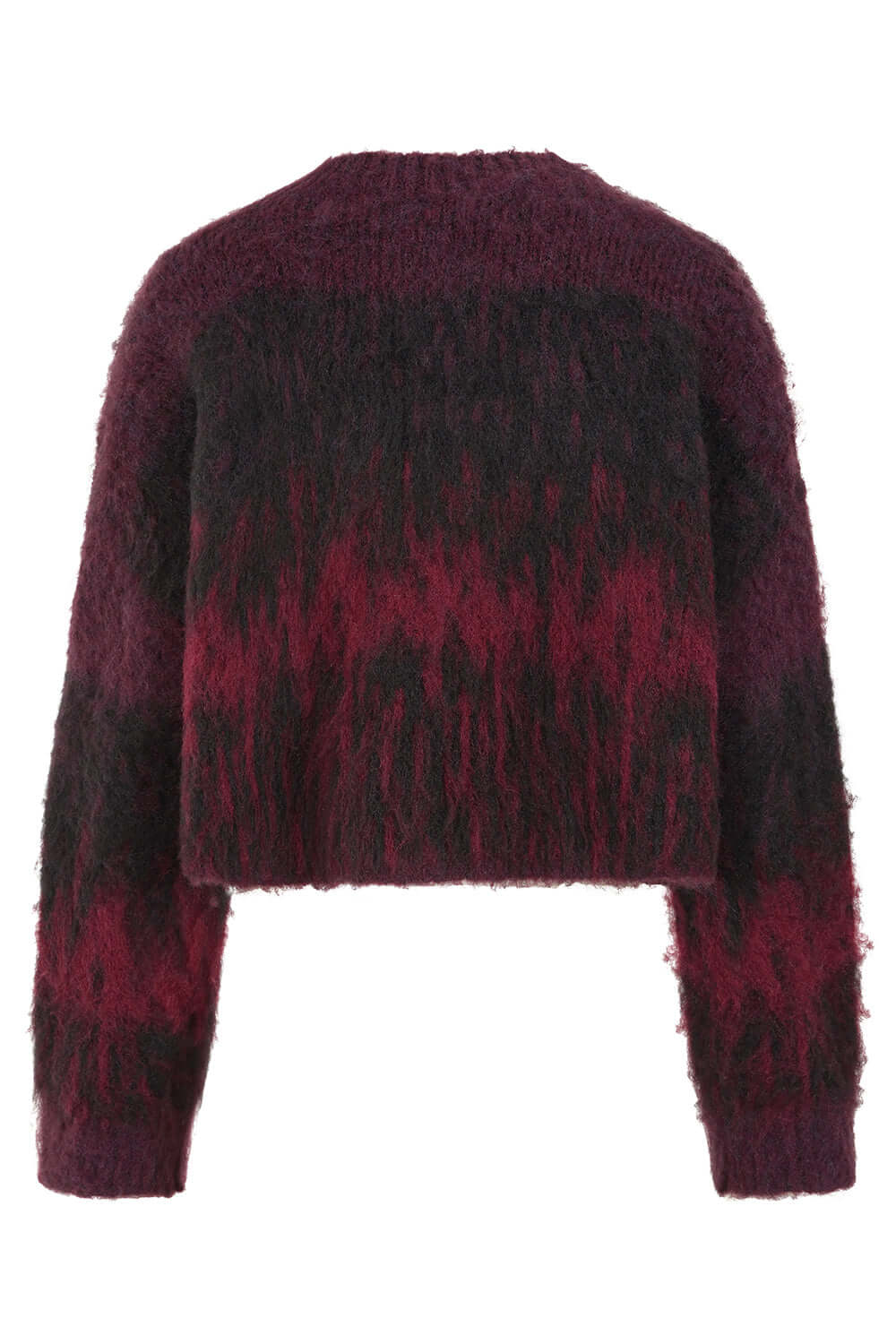 Banned Apparel Arwen Jumper – Burgundy & Black Cropped Fuzzy Knit