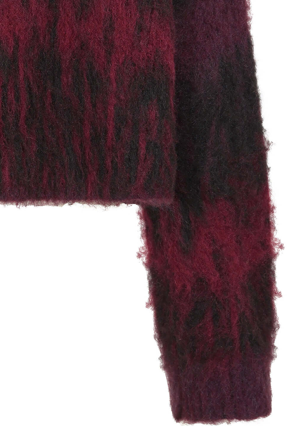 Banned Apparel Arwen Jumper – Burgundy & Black Cropped Fuzzy Knit