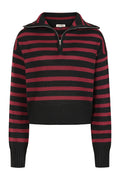 Banned Apparel Zima Jumper – Black & Burgundy Striped Goth Knit