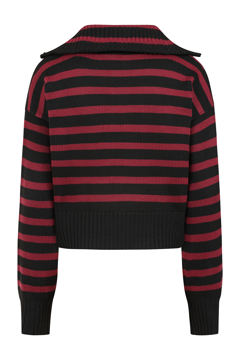 Banned Apparel Zima Jumper – Black & Burgundy Striped Goth Knit