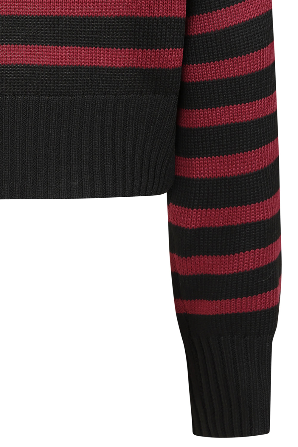 Banned Apparel Zima Jumper – Black & Burgundy Striped Goth Knit
