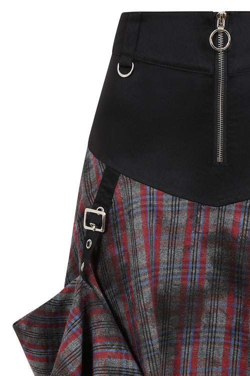 Banned Apparel Morrigan Red Tartan Goth Asymmetric Skirt