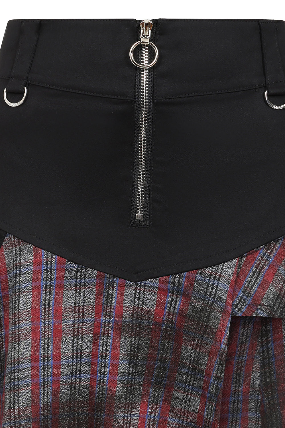 Banned Apparel Morrigan Red Tartan Goth Asymmetric Skirt