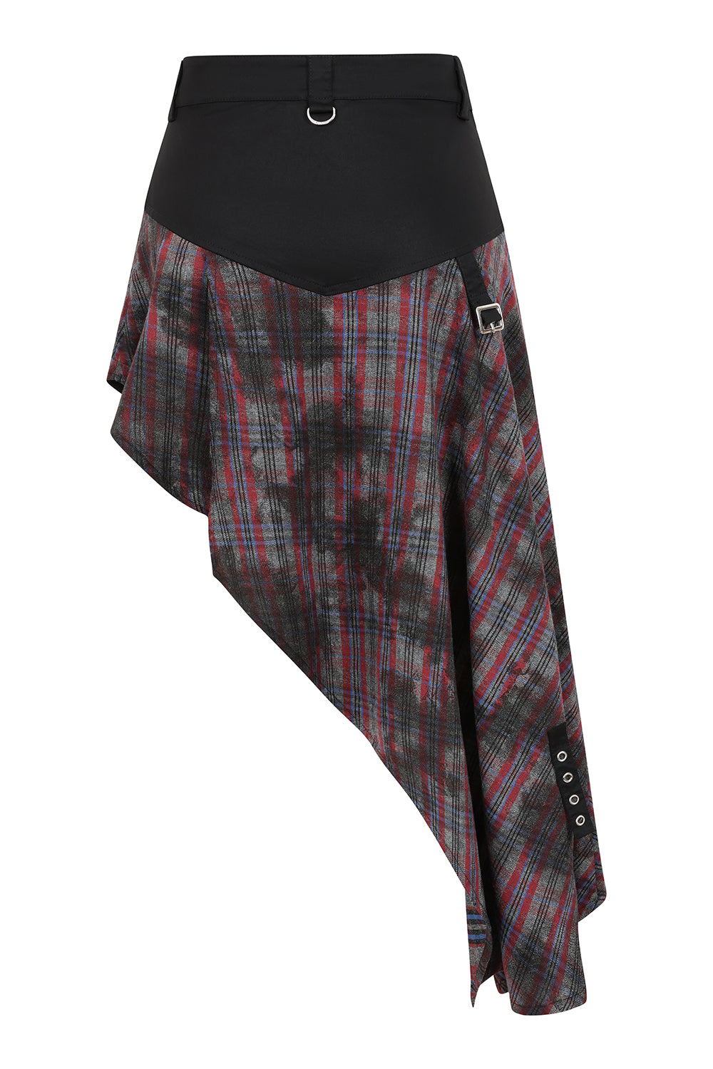 Banned Apparel Morrigan Red Tartan Goth Asymmetric Skirt