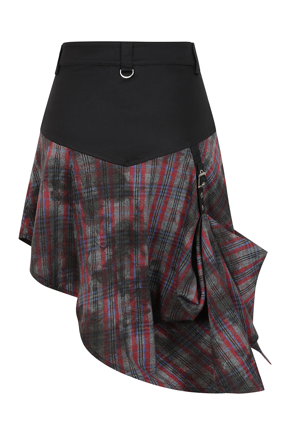 Banned Apparel Morrigan Red Tartan Goth Asymmetric Skirt