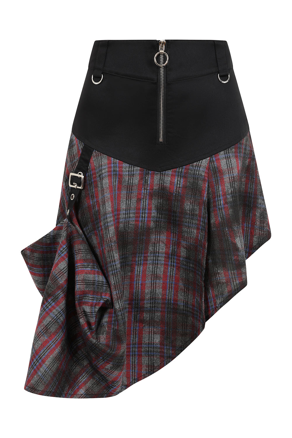 Banned Apparel Morrigan Red Tartan Goth Asymmetric Skirt