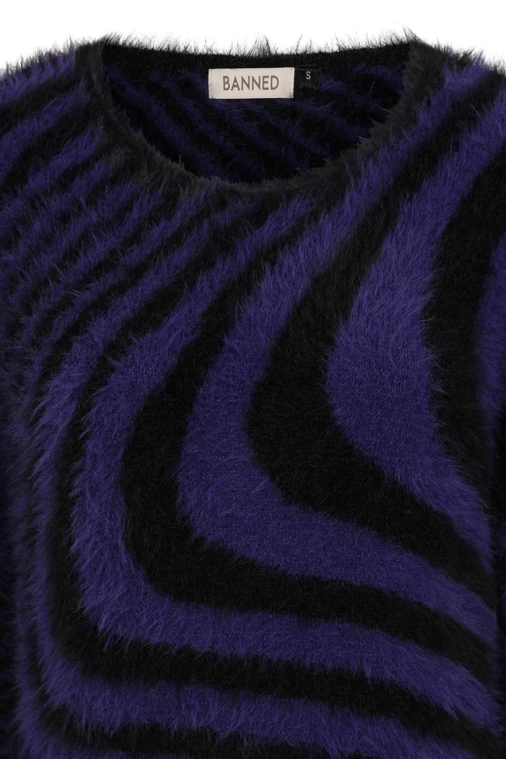 Banned Apparel Daphne Jumper – Purple Swirl Fuzzy Cropped Knit