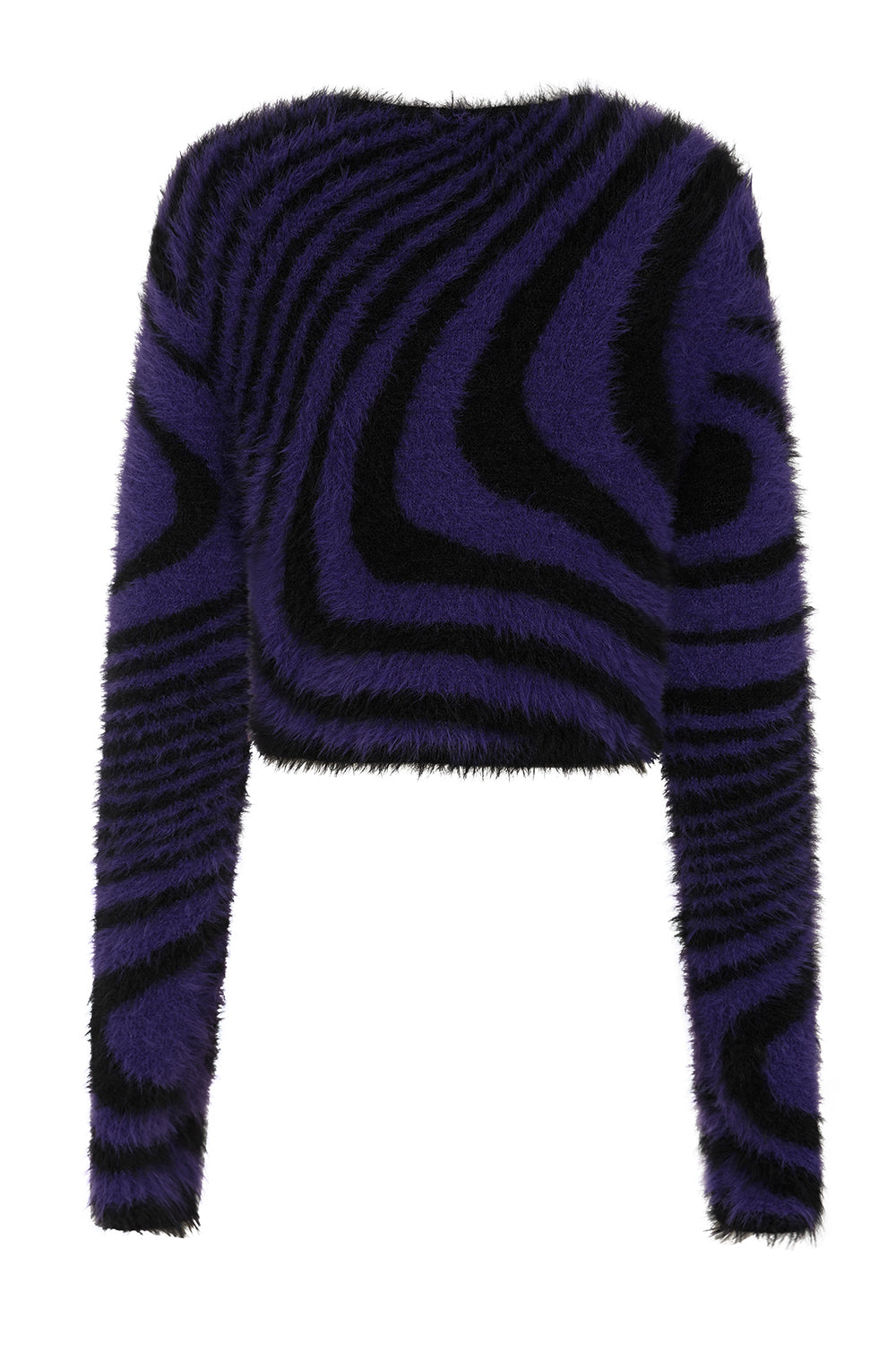 Banned Apparel Daphne Jumper – Purple Swirl Fuzzy Cropped Knit