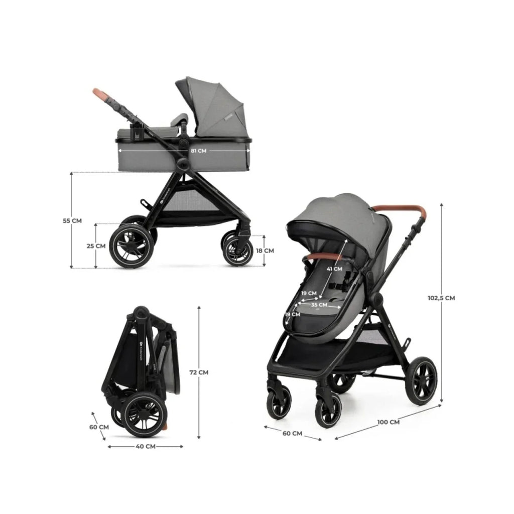 Kinderkraft Esme Pro 3-in-1 Travel System with Mink Pro Car Seat - Moonlight Grey