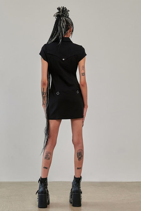 Banned Alternative Tartan Night Zip Dress – Punk Mini with O-Ring