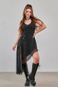 Banned Apparel Gothic Asymmetric Dress | Black Mesh Hem & D-Rings